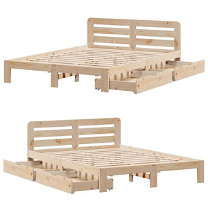 Letto senza Materasso 135x190 cm in Legno Massello di Pino 3309869