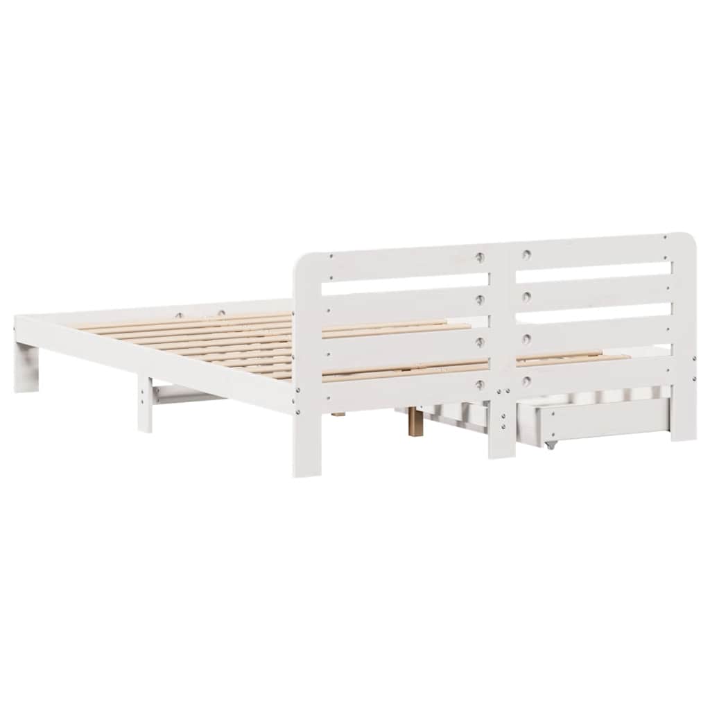vidaXL Letto senza Materasso Bianco 135x190 cm Legno Massello di Pino