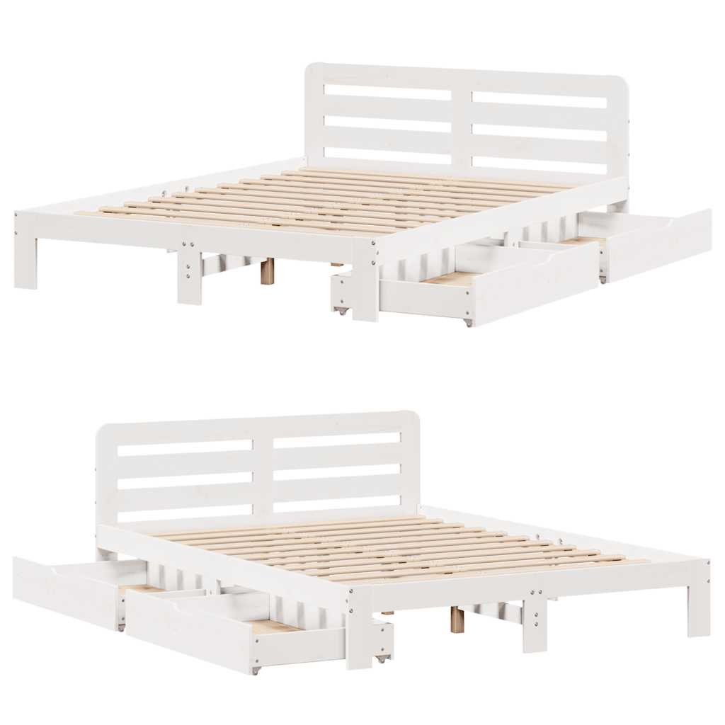 vidaXL Letto senza Materasso Bianco 140x190 cm Legno Massello di Pino