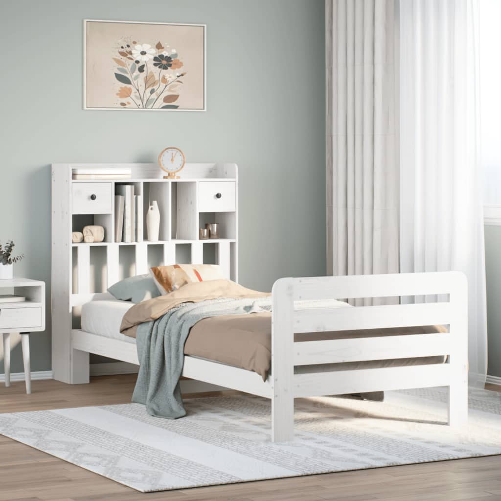 vidaXL Letto Libreria senza Materasso Bianca 90x200 cm Legno di Pino