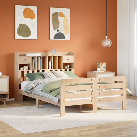 Letto Libreria senza Materasso-Struttura Letto con contenitore 160x200 cm in Legno di Pino 997227
