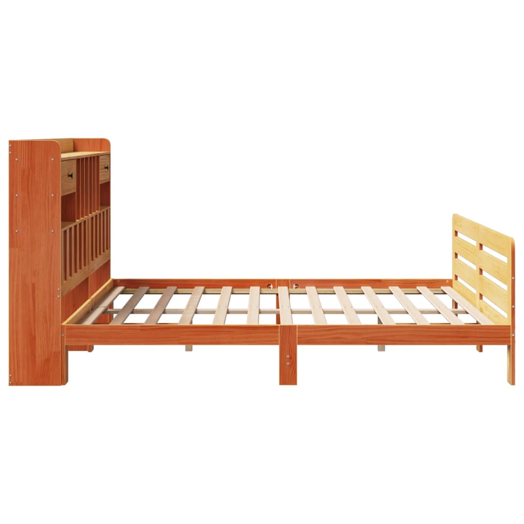 vidaXL Letto Libreria senza Materasso Marrone Cera 200x200 cm in Pino