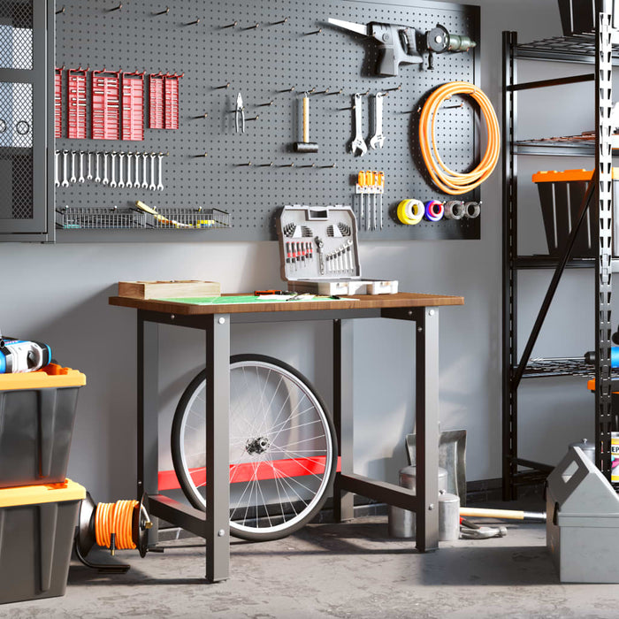 Banco Lavoro Marrone Scuro 100x60x81,5 cm Legno Massello Rovere 3309659