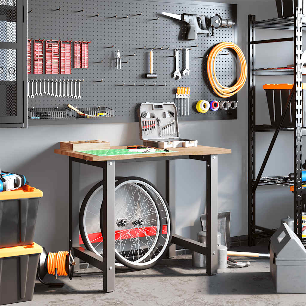 vidaXL Banco Lavoro Marrone Chiaro 100x60x81,5cm Legno Massello Rovere