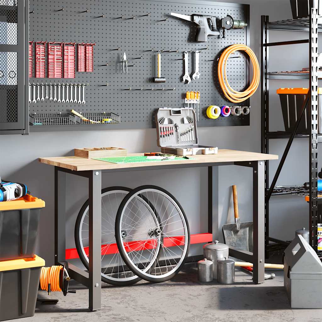 vidaXL Banco Lavoro 140x60x81,5 cm Legno Massello Rovere