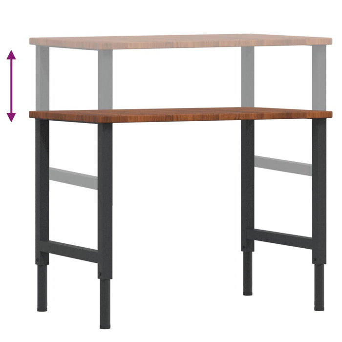 Banco Lavoro Marrone Scuro 100x60x(71,5-98) cm Legno di Rovere