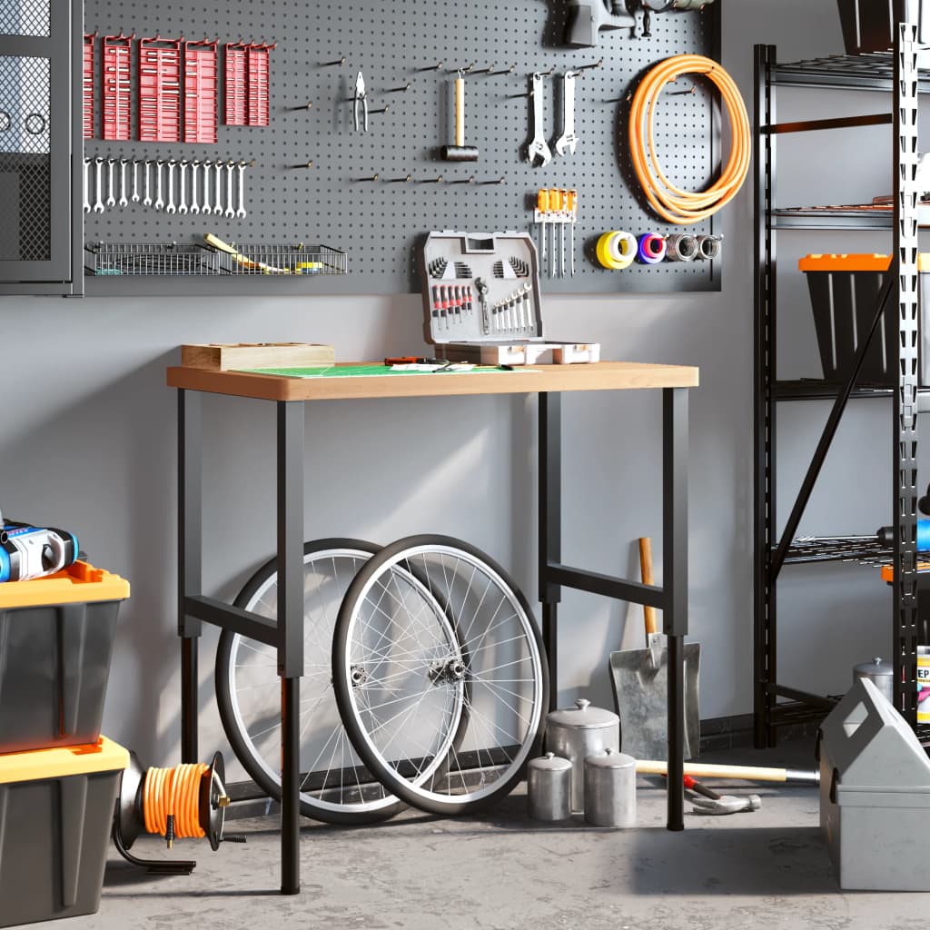 vidaXL Banco Lavoro 100x60x(73-99,5) cm Legno di Faggio Rettangolare