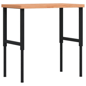 vidaXL Banco Lavoro 100x60x(73-99,5) cm Legno di Faggio Rettangolare