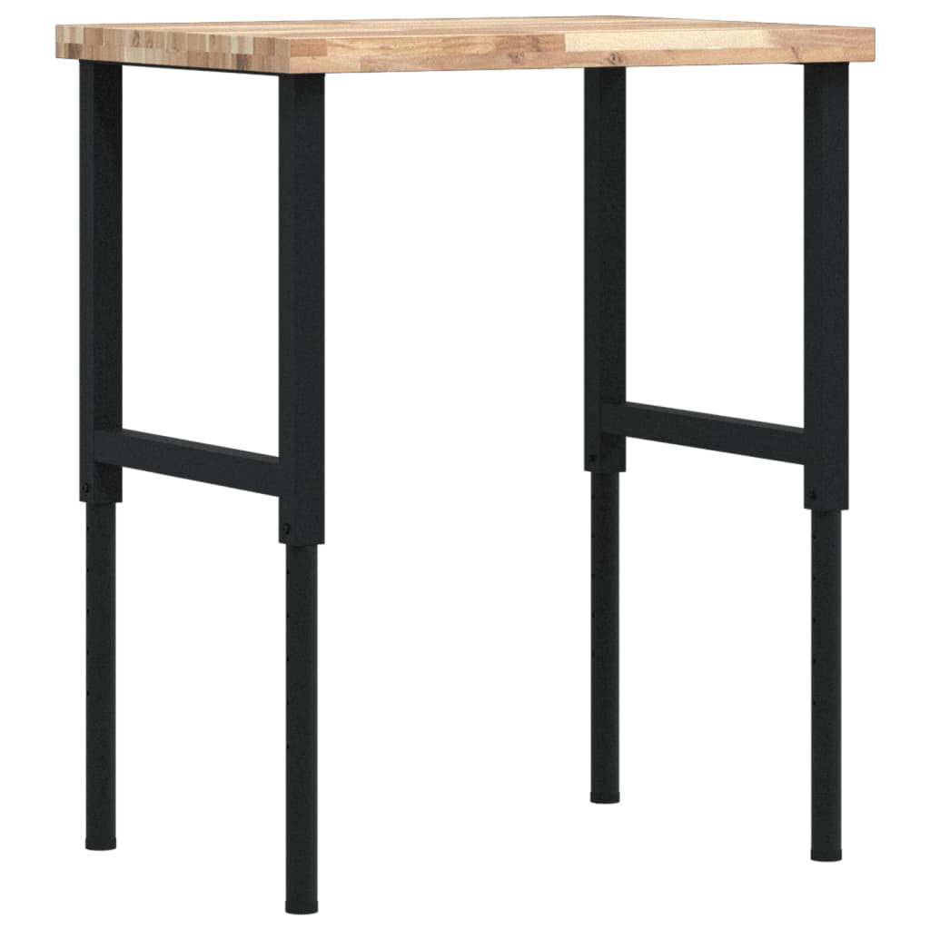 vidaXL Banco Lavoro 80x60x(73-99,5) cm Legno di Faggio Rettangolare