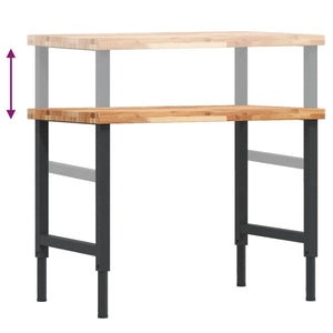 vidaXL Banco Lavoro 100x60x(73-99,5) cm Legno di Acacia Rettangolare