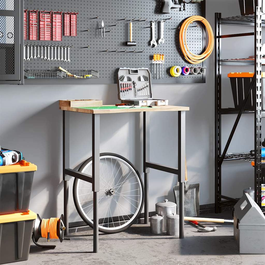 Banco da Lavoro 80x60x(71,5-98) cm Legno Massello Rovere