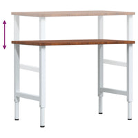 vidaXL Banco Lavoro Marrone Scuro 100x60x(71,5-98) cm Legno di Rovere