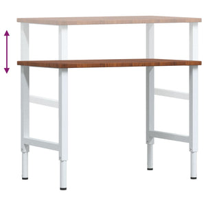 vidaXL Banco Lavoro Marrone Scuro 100x60x(71,5-98) cm Legno di Rovere