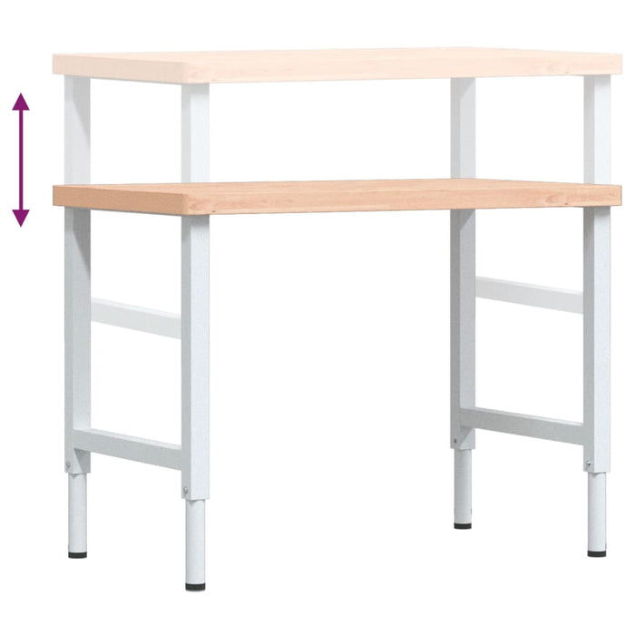 Banco Lavoro 100x60x(73-99,5) cm Legno di Faggio Rettangolare 3309705