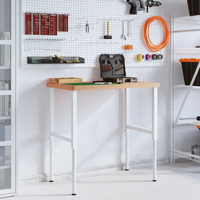 Banco Lavoro 100x60x(73-99,5) cm Legno di Faggio Rettangolare 3309707