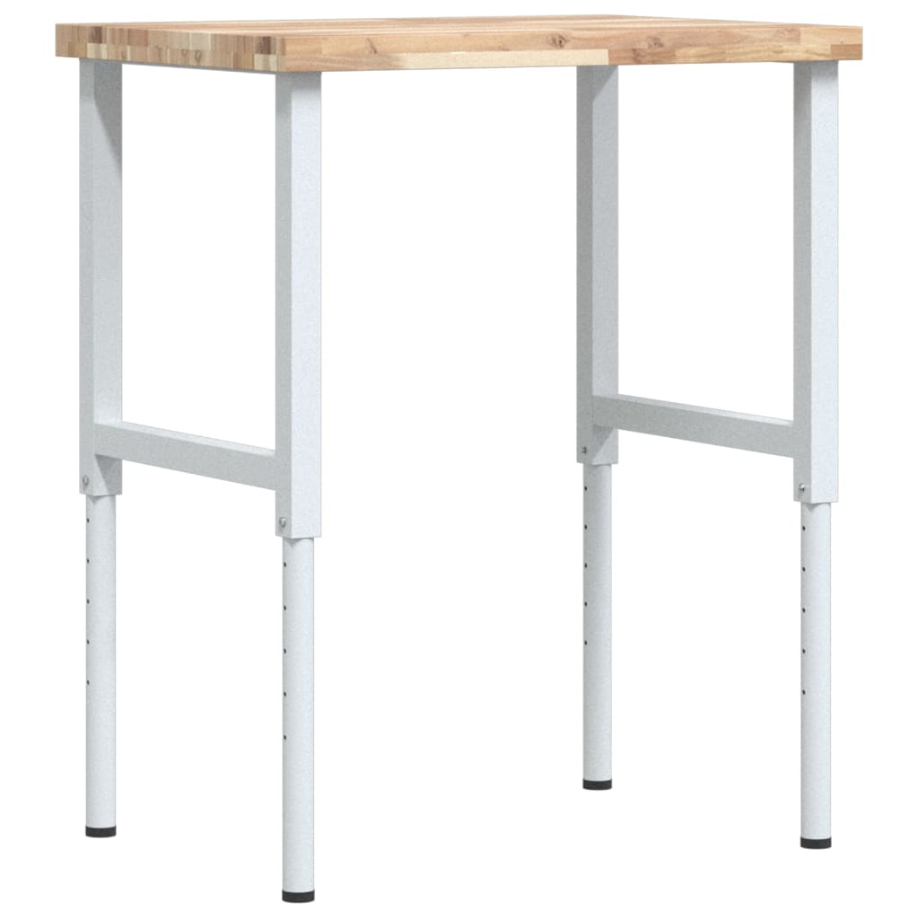 vidaXL Banco Lavoro 80x60x(73-99,5) cm Legno di Faggio Rettangolare