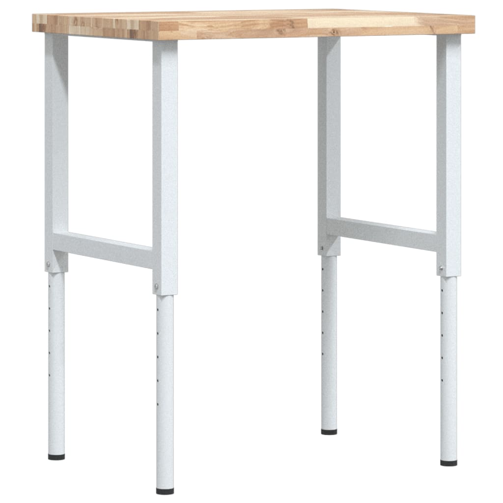 vidaXL Banco Lavoro 80x60x(73-99,5) cm Legno di Faggio Rettangolare