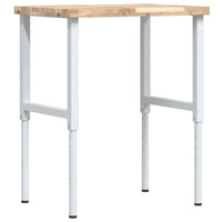 vidaXL Banco Lavoro 80x60x(73-99,5) cm Legno di Faggio Rettangolare