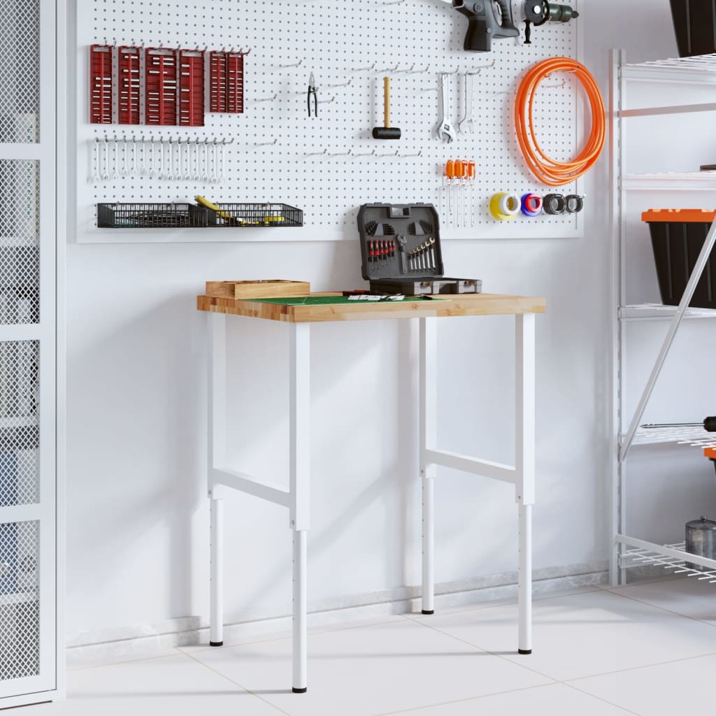 Banco Lavoro 80x60x(73-99,5) cm Legno di Faggio Rettangolare 3309714