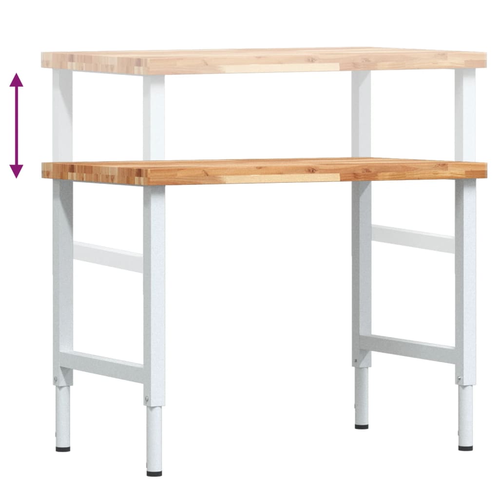vidaXL Banco Lavoro 100x60x(73-99,5) cm Legno di Acacia Rettangolare