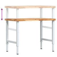 vidaXL Banco Lavoro 100x60x(73-99,5) cm Legno di Acacia Rettangolare