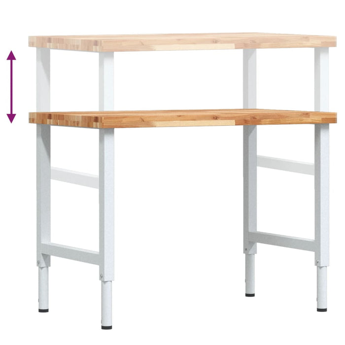 vidaXL Banco Lavoro 100x60x(73-99,5) cm Legno di Acacia Rettangolare