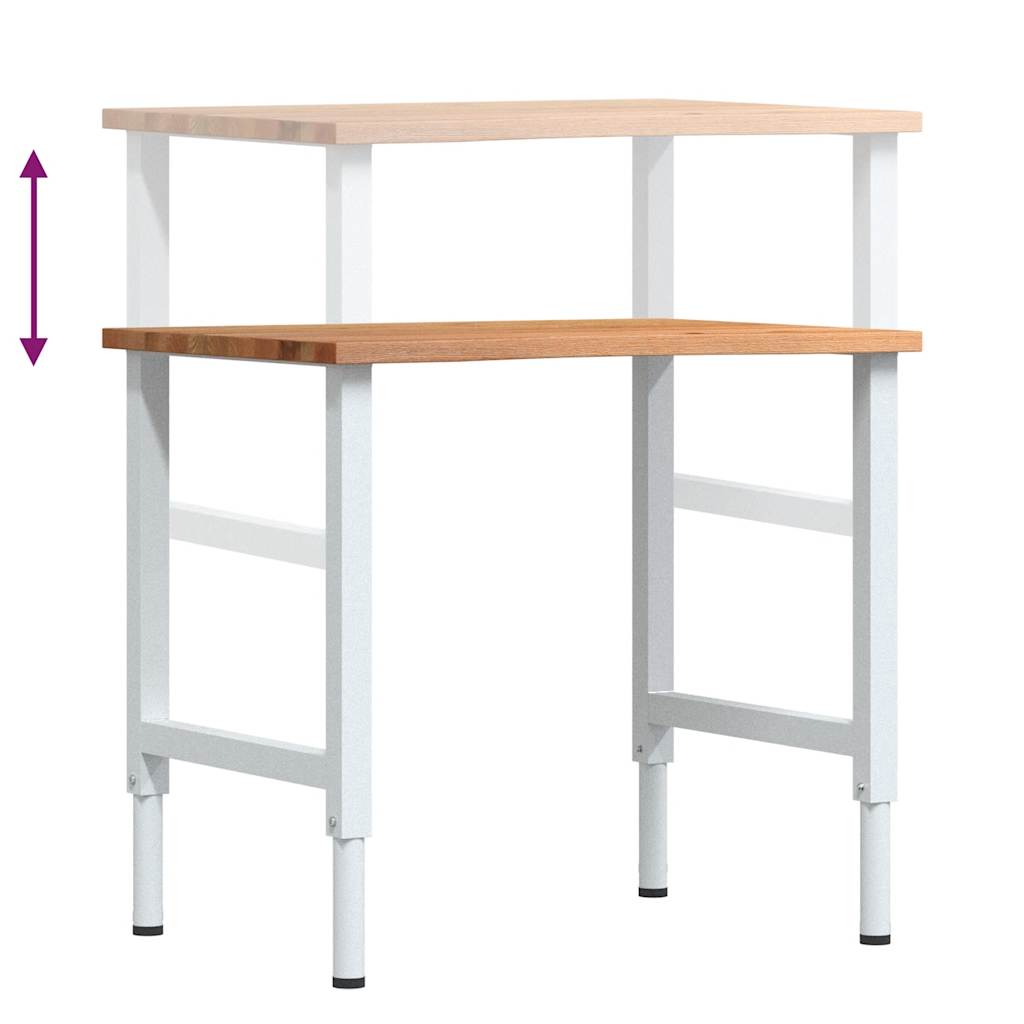 Banco Lavoro Marrone Chiaro 80x60x(71,5-98) cm Legno di Rovere