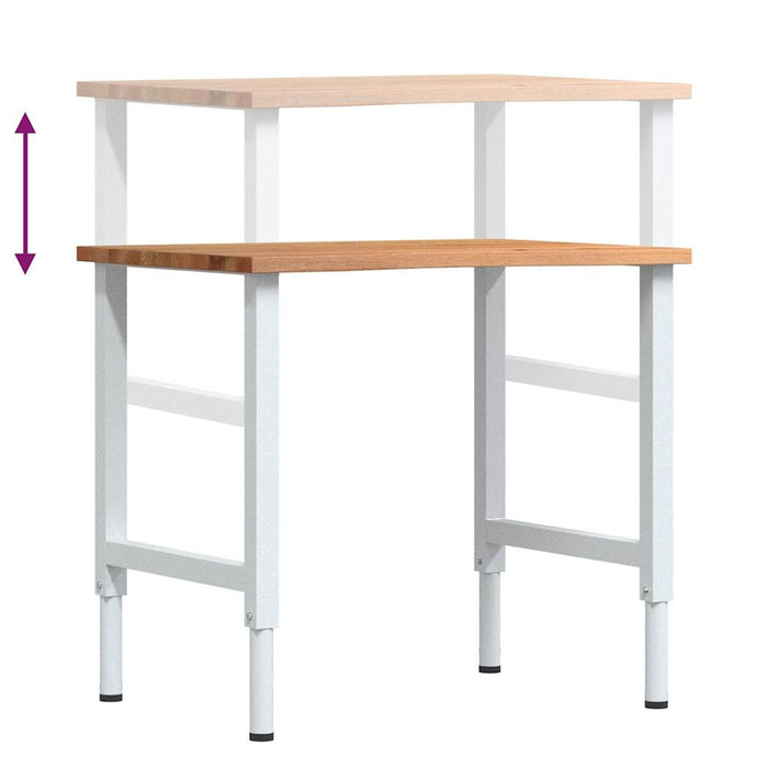 Banco Lavoro Marrone Chiaro 80x60x(71,5-98) cm Legno di Rovere