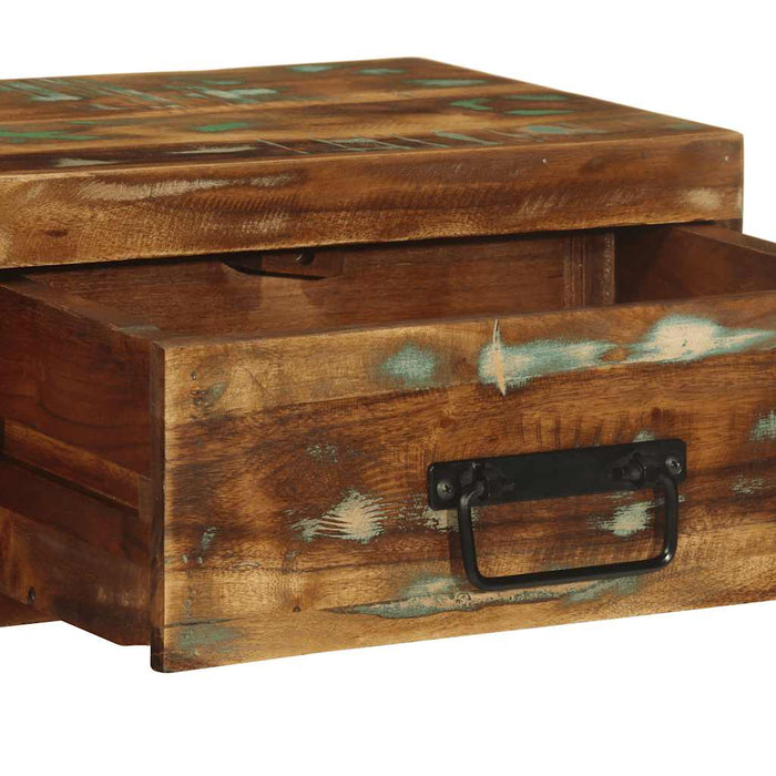 Comodino a Parete in Legno Massello di Recupero