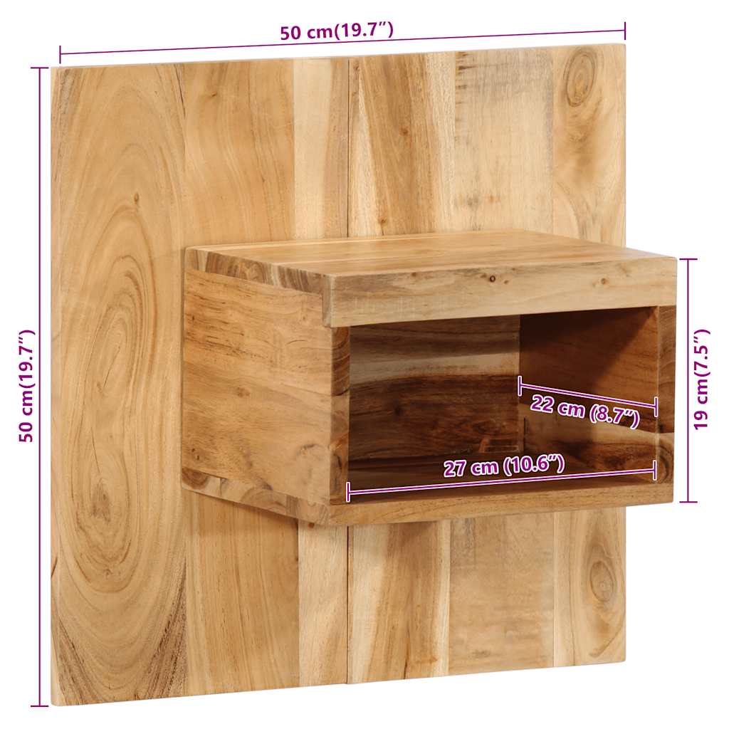 vidaXL Comodino 50x27x50 cm in Legno Massello di Acacia