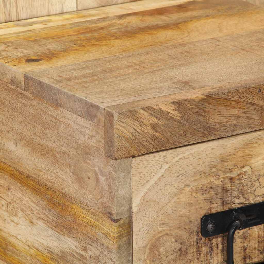 Comodino-Tavolino da notte 60x32x80 cm in Legno Grezzo Massello di Mango