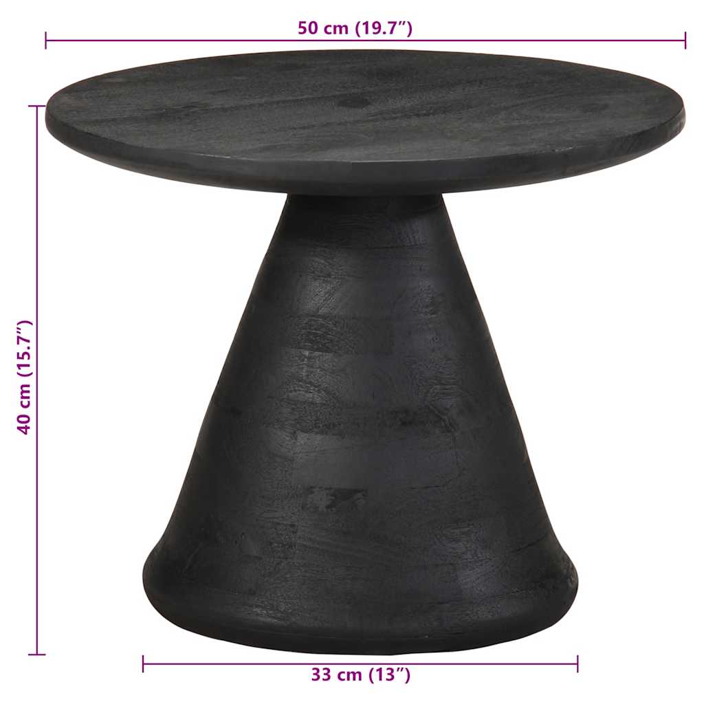 Tavolino da Salotto Nero Ø50x40 cm in Legno Massello di Mango 4017535