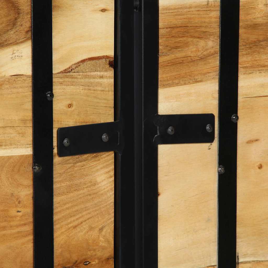 Testiera 140 cm in Legno Massello di Acacia e Ferro 4017551