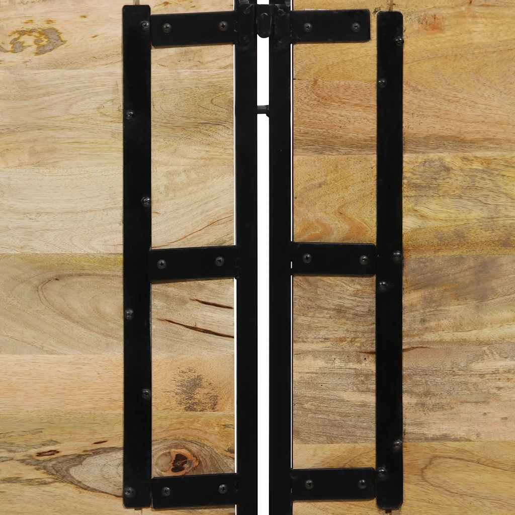 Testiera-Testata-Testiera Decorativa 180 cm in Legno Massello di Mango e Ferro