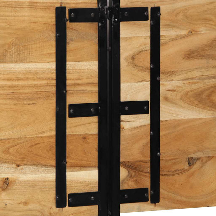 Testiera 180 cm in Legno Massello di Acacia e Ferro 4017557