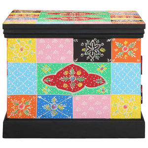 Tavolino da Salotto Multicolore 90x50x40cm Legno Massello Mango 4017561