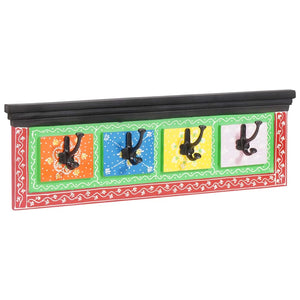 Appendiabiti da parete con 4 ganci 80x25x2 cm in legno mango e legno ingegnerizzato 4017580