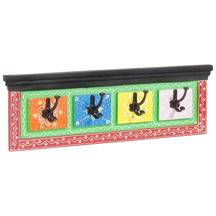 Appendiabiti da parete con 4 ganci 80x25x2 cm in legno mango e legno ingegnerizzato 4017580