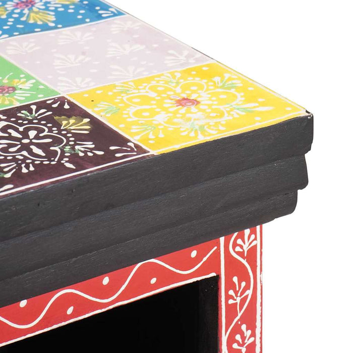 Comò Multicolore 30 x 30 x 90 cm Legno massello di mango