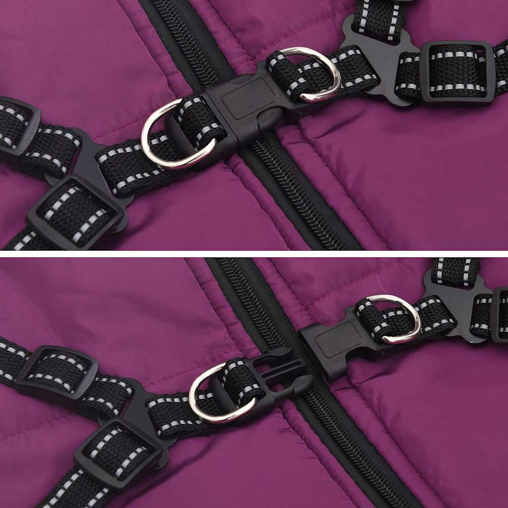 Cappotto Cani Imbracatura Impermeabile Riflettente Viola L48