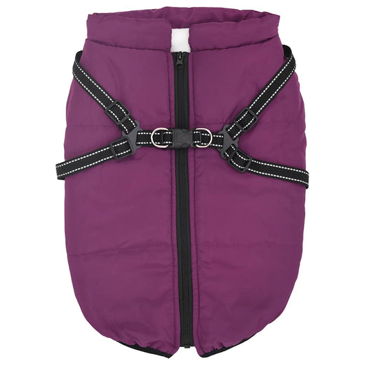 vidaXL Cappotto Cani Imbracatura Impermeabile Riflettente Viola L68