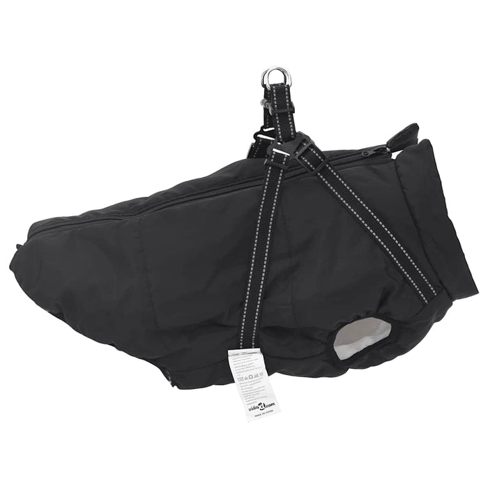 Cappotto Cani con Imbracatura Impermeabile Riflettente Nero L48 4019646