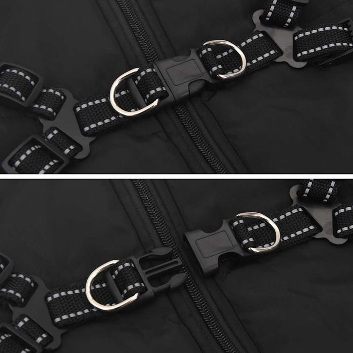 vidaXL Cappotto Cani con Imbracatura Impermeabile Riflettente Nero L48