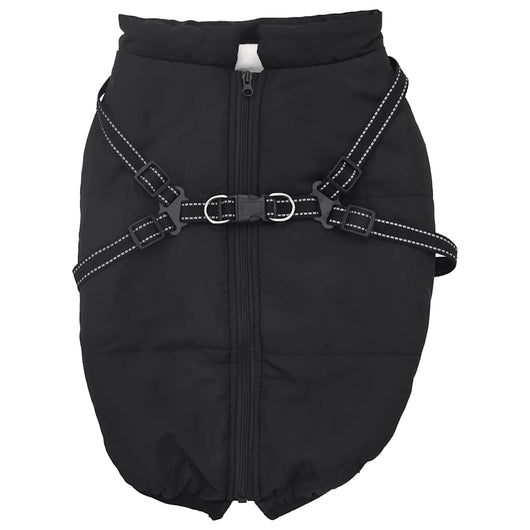 vidaXL Cappotto Cani con Imbracatura Impermeabile Riflettente Nero L52