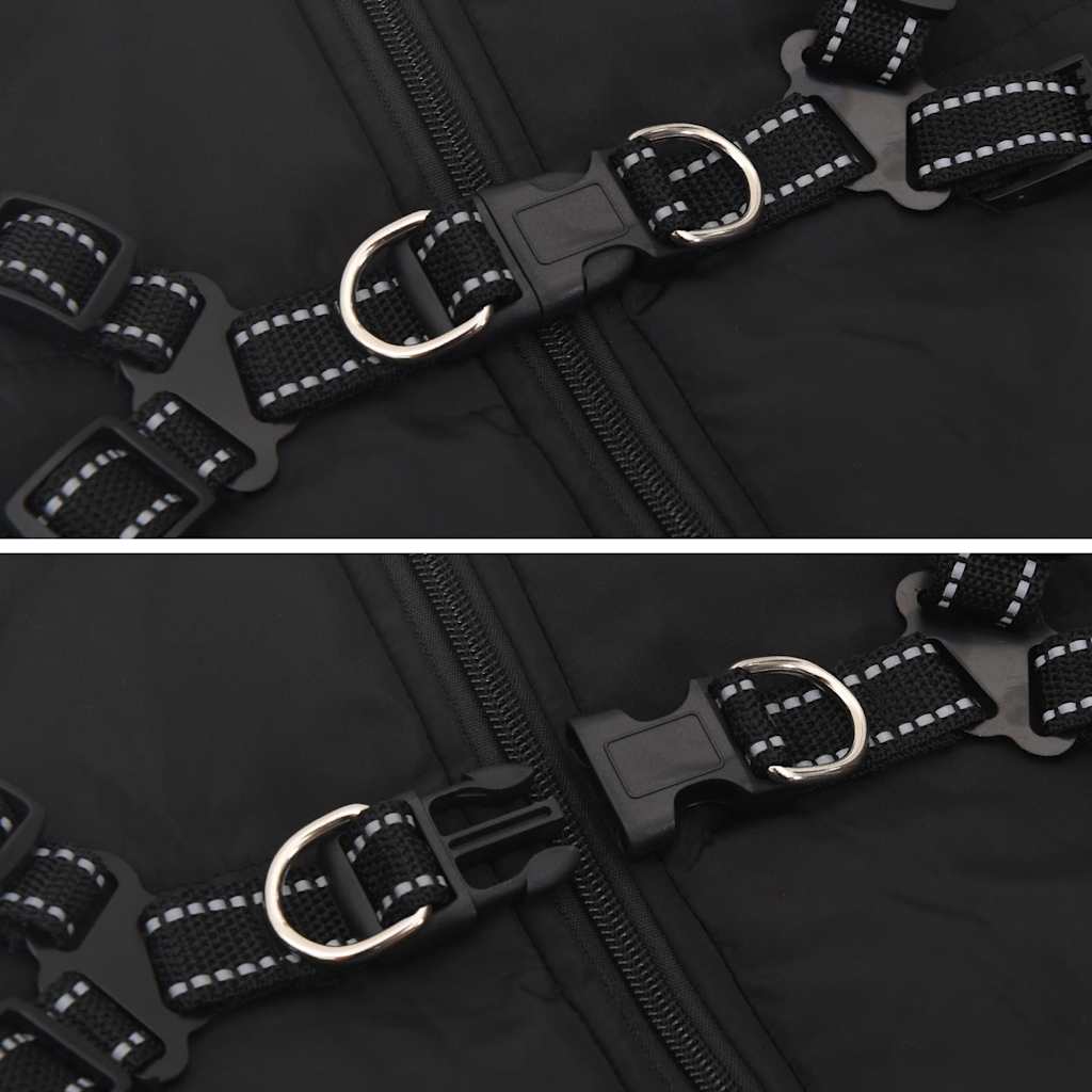 Cappotto Cani con Imbracatura Impermeabile Riflettente Nero L52 4019647