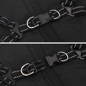 Cappotto Cani con Imbracatura Impermeabile Riflettente Nero L52 4019647