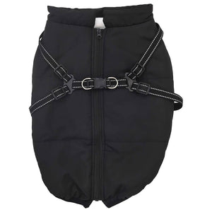 Cappotto Cani con Imbracatura Impermeabile Riflettente Nero L68