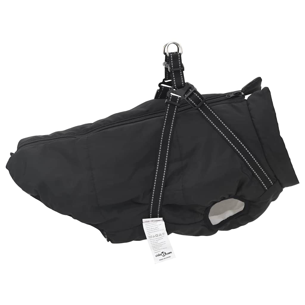 Cappotto Cani con Imbracatura Impermeabile Riflettente Nero L68 4019648
