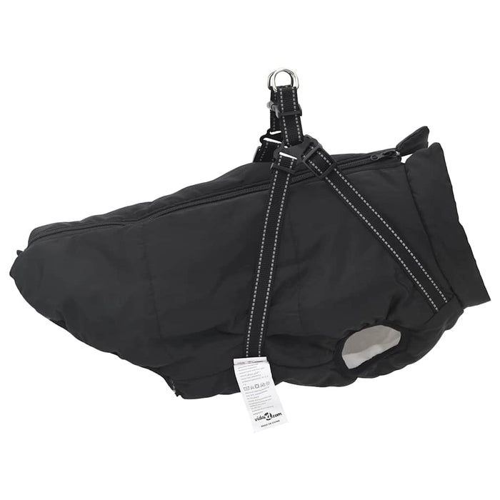Cappotto Cani con Imbracatura Impermeabile Riflettente Nero L68
