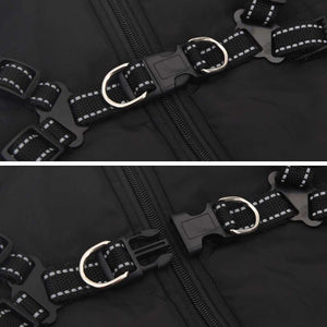 Cappotto Cani con Imbracatura Impermeabile Riflettente Nero L68